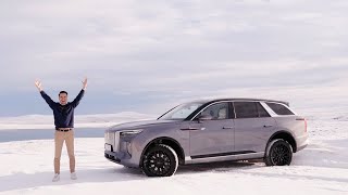 Trying to drive 500km across a SNOW COVERED mountain without charging in NEW Hongqi E-HS9 120kWh
