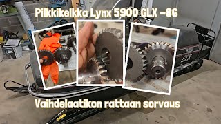 Pilkkikelkka Lynx 5900 GLX Part 5 Vaihdelaatikon Rattaan sorvaus