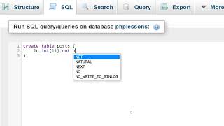 30 Create a MySQL Table in Database PHP Tutorial Learn PHP Programming PHP for Beginners