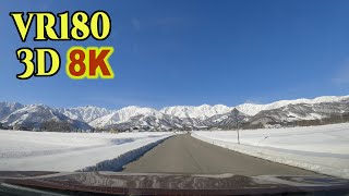 [8K60p VR180 3D ] 白馬連峰を望む絶景ロード車載動画 （冬編） by Gopro \u0026 Gyroflow :In-vehicle video with a superb view