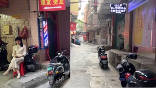 中国街拍：明着洗大头，暗地洗小头，没有站街女，只有洗头妹，城中村生活！city street！中国の街並み！सड़क  चीन ！중국