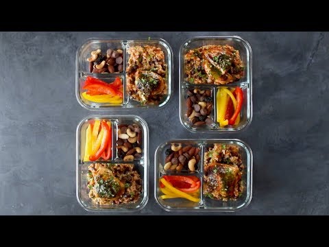 Recipe for spicy chicken meal prep with rice and beans