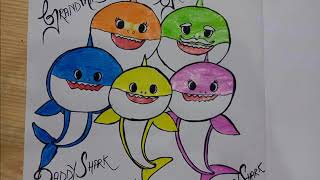 #howtodraw, Coloring Baby Shark Family Coloring Page How to draw Pinkfong Baby Shark Family #drawing