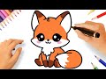 HOW TO DRAW A CUTE FOX EASY 🦊❤️