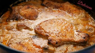 This Pork Chops in Creamy Mushroom sauce will simply melt in your mouth! Delicious!