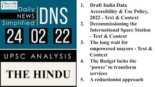 THE HINDU Analysis, 24 February, 2022 (Daily Current Affairs for UPSC IAS) – DNS