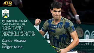 Carlos Alcaraz vs. Holger Rune Match Highlights HD | Paris Masters 2022 QF PS5 Gameplay