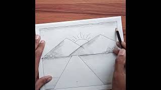 How To Draw A Landscape For Beginners Step By Step Easy|Mountain Drawing |Pencil Art|Painting|Shorts