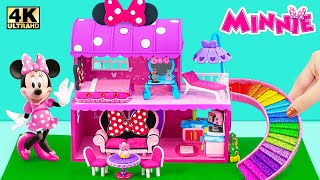 Build Minnie Mouse Magical Bow Sweet Mansion with Rainbow Slide - DIY Miniature Cardboard House