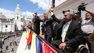 Lenín Moreno celebra junto a Correa mientras Lasso denuncia fraude