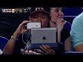 PHI@MIA: Ichiro fan records at-bat with phone, tablet