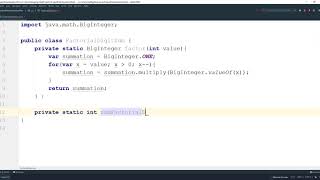 Project Euler problem 20 java : Factorial digit sum