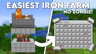 Minecraft Easiest IRON FARM Without a Zombie - Tutorial 1.20+