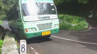 Valaparai Hills  - Govd Bus Crossing on Hairpin Bend Hills Road Pollachi TN