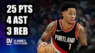 Anfernee Simons vs Hornets 25 pts 4 ast 3 reb | Feb 22, 2025 | Regular Season