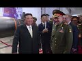 russian defence minister meets kim jong un during visit to arms exhibition in north korea