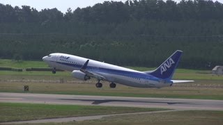 飛行機離陸 庄内空港送迎デッキ ANA All Nippon Airways Boeing 737-800 Take off | Japan Shonai Airport ボーイング737