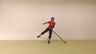 Gymstick tip one end on floor leg curl and press