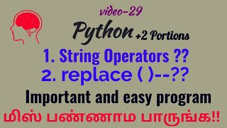 Python +2 Portions/String operators and replace() Function in Python in Tamil