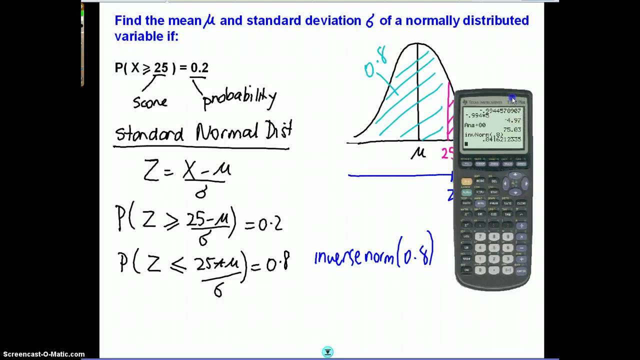 Normal Distribution Finding The Mean And Standard Deviation