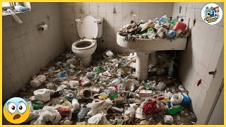 OMG 😱 Chaos and Rot 🤮 A Man's Terrible Living Habits: Full of Trash and Bottles