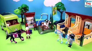 Playmobil Horse Stable Barn and Washing Station Building Sets - Fun Toys Video For Kids