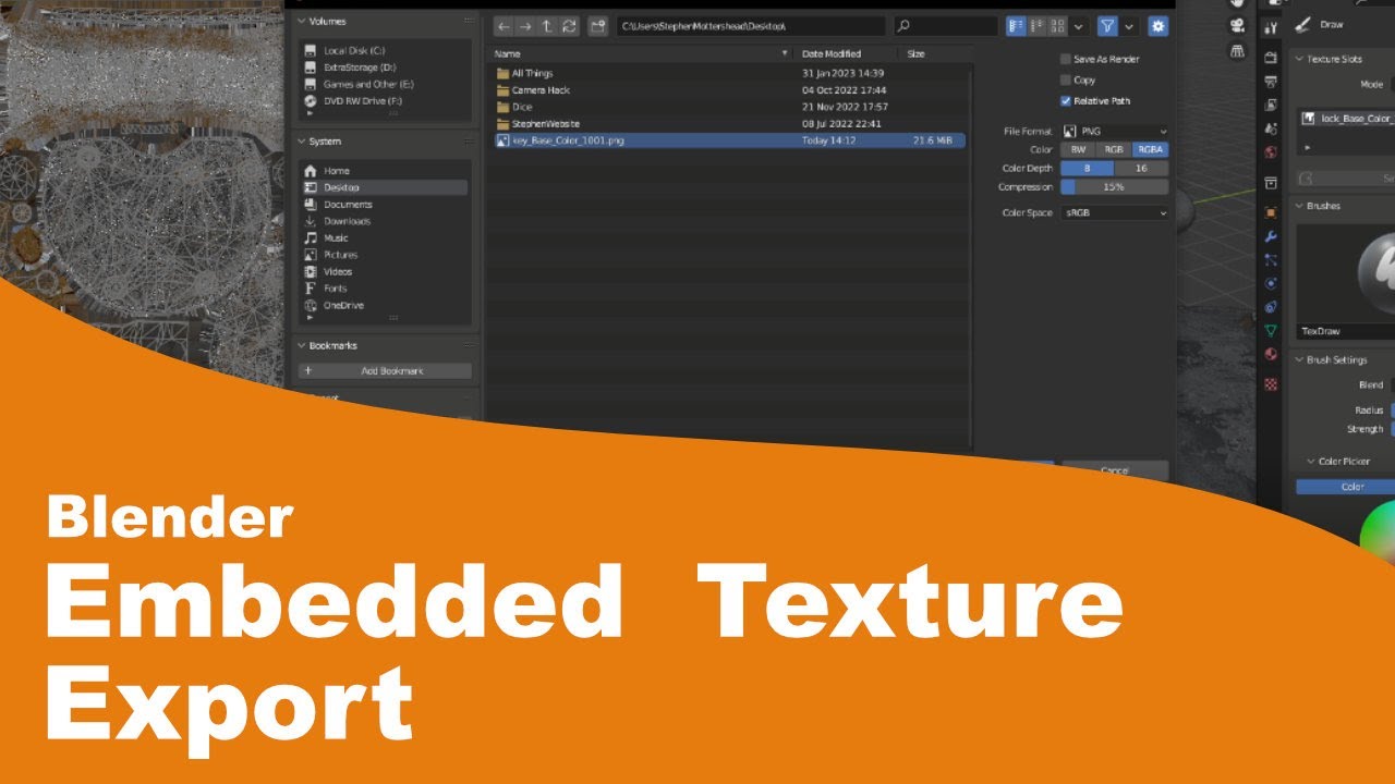 Blender - Export Embedded Texture - YouTube