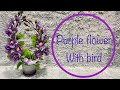 How To Make Easy Nylon Stocking Flower Step By Step ( Purple Flower With Bird )