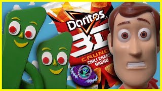 Toy Story Aliens Ate My 3D DORITOS | Woody Buzz Lightyear Gumby Snack Attack 4 Robot Rocket Classic