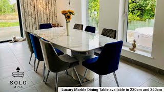 White Marble Dining Table available in 260cm and 220cm at www.solomiya.co.uk