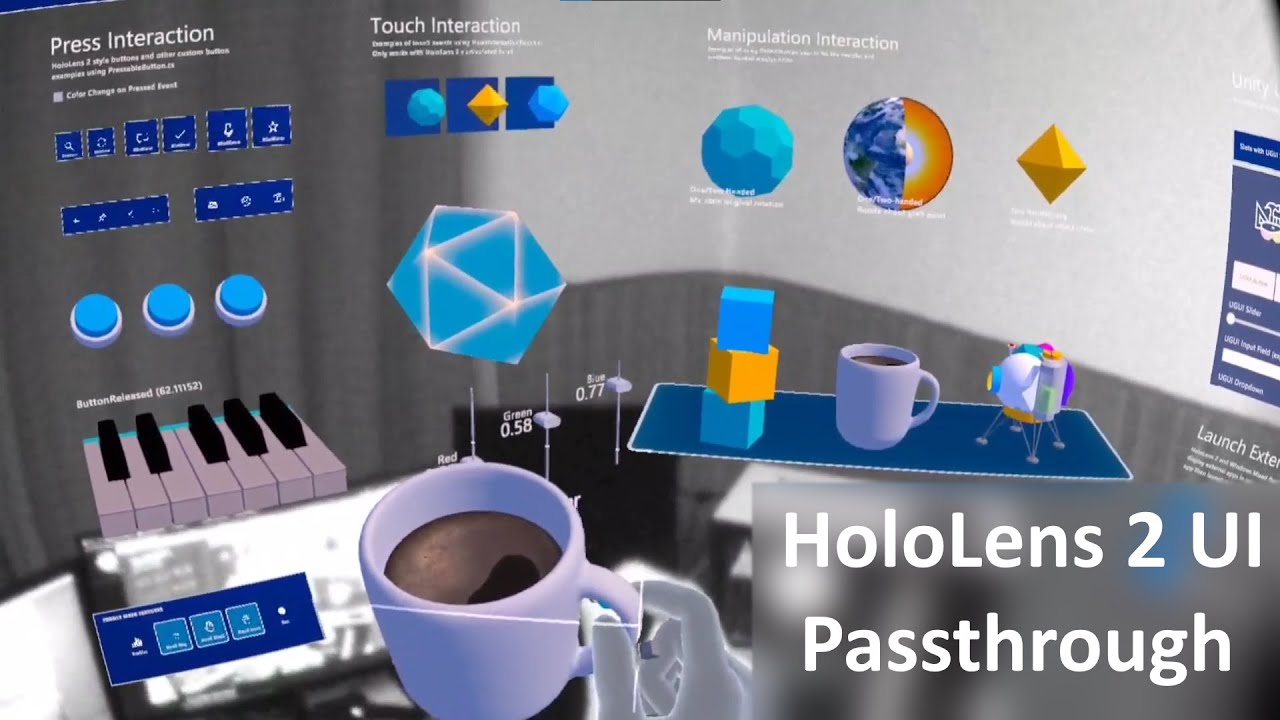 HoloLens 2 UI Sample (MRTK) On Quest 2 Using Passthrough API - YouTube