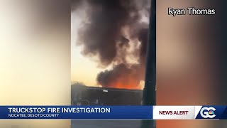 Massive fire erupts at truck stop in DeSoto County