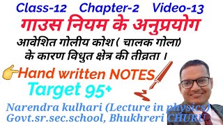 आवेशित चालक गोला के कारण विधुत क्षेत्र । electric field due to charged sphere ।gauss law application