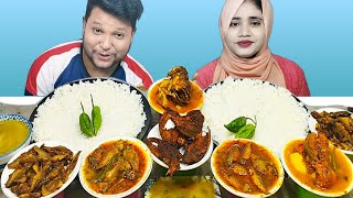 Spicy Hsug Fish Curry And Fish Fry With Rice Eating Challenge, Fish Curry Eating Competition, R+B Vl