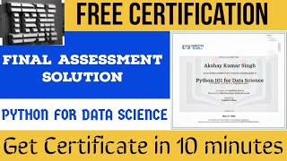 IBM final Assessment Solutions | Python for Data Science | free certificate course | 🙂☺️😊