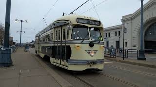 SF Muni 1948 St. Louis Car Co. PCC 1056 on Route F Market \u0026 Wharves