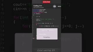 Best C++ pattern program tutorial video ||#shorts #coding #codewriter07 #programming
