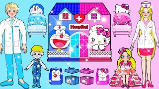 Hello Kitty VS Doraemon Family Hospital Decor - Barbie's New Home Handmade - Woa Doll Channel