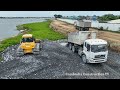 Part 33, Nice Incredible Spreading Big Stone By Dozer SHANTUI with SHACMAN Truck Build Road On Lake