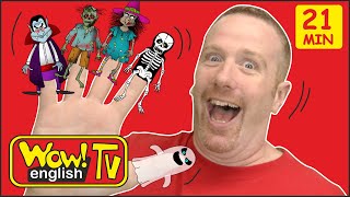 Finger Family Halloween Spooky Stories for Kids from Steve and Maggie | Speaking Wow English TV