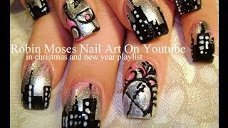 NYE nails Design | New Years Eve Nail Art Sky line Tutorial!