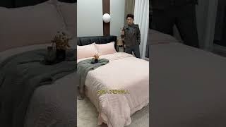 Edredão de hotel YRF, lençóis de hotel, roupa de cama de hotel com guarnição rosa, itens de hotel