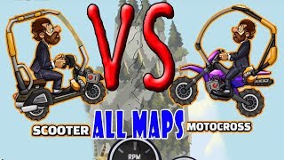 Hill Climb Racing 2 - Scooter VS Motocross | All MAPS