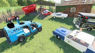 Cops and swat find tons of stolen tractors and cars | Back in my day 15 | Farming Simulator 19