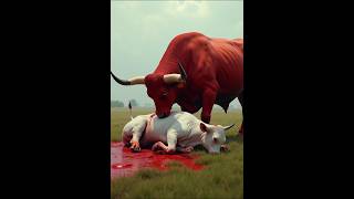 Fierce fight between white bull and red bull🐂#shorts #viralshort #ai #trending #ytshorts #ytshort