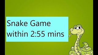 Snake Game with Python Turtle Graphics within 2:55 mins | Python project | write2code |