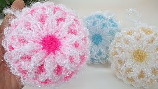 2025 레이스 평면 수세미 뜨기  / 코바늘 수세미 /  Crochet Dish Scrubby / flower crochet