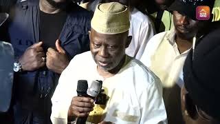 Lawyer Ousainu Darboe addressing supporters at his residence after returning from his US Tour.