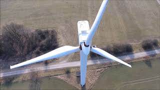 20-year-old Südwind S46 wind turbine from the air