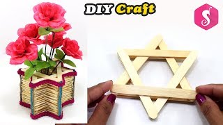 Easy Flower Vase from Popsicle Sticks By Sonali Creations